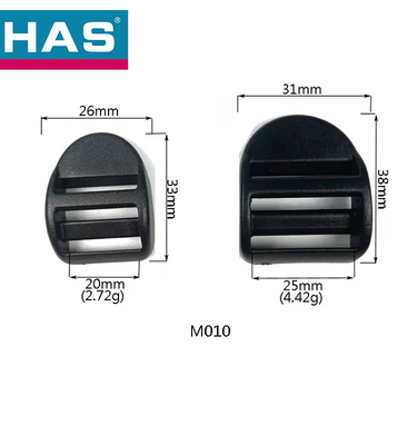 20mm / 25mm Black Plastic Ladder Lock Buckle Strap Adjuster For Webbing Gear