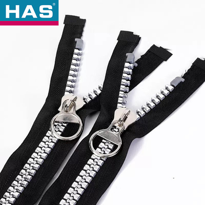 #20 Silver Gold Teeth Various Sizes Polyester Zippers With Plastic Material