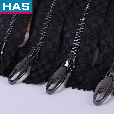 #5 Black Metal Zipper With Shiny Gun Metal Teeth For Clothing Bags