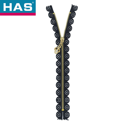 HAS #3 Decorative Lace Hollow  Zipper With Black Eyelet Tape
