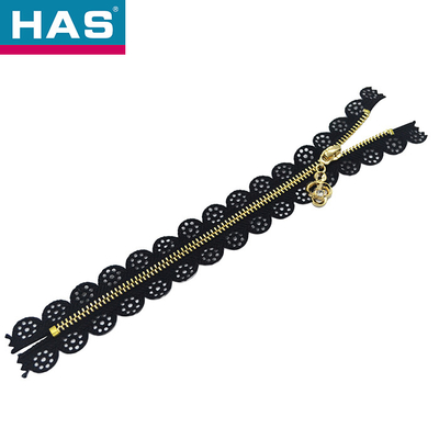 HAS #3 Decorative Lace Hollow  Zipper With Black Eyelet Tape