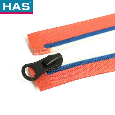 HAS #5 Striped Nylon Zippers With Plastic Sliders For Clothing Or Bags