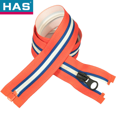 HAS #5 Striped Nylon Zippers With Plastic Sliders For Clothing Or Bags
