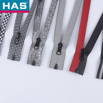 HAS #5 #7 Decorative Patterned Waterproof Nylon Zippers With Metal Sliders