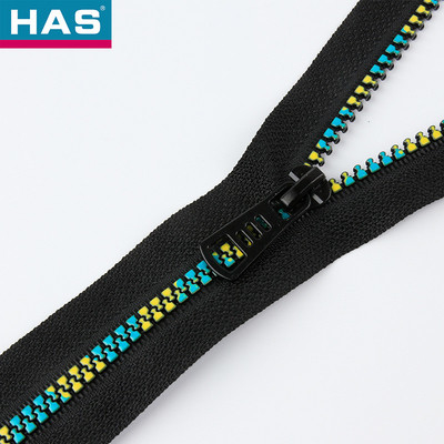 Plastic Puller Korean Double Color Adhesive Resin Zipper For Jeans Jacket Any Length And Open Tail