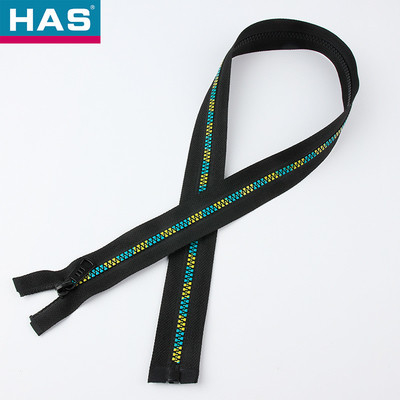 Plastic Puller Korean Double Color Adhesive Resin Zipper For Jeans Jacket Any Length And Open Tail