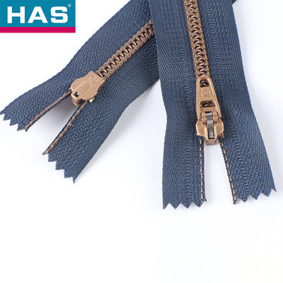 Lightweight 3 Plastic Slider Zipper For Garments Or Jeans Copper Imitation Design