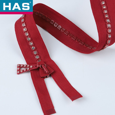 Custom Colorful Diamond / Rhinestone Open-end Plastic Zippers Accessories
