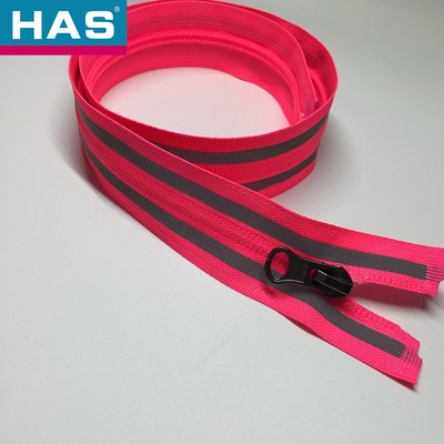 Waterproof Zippers With Reflective Stripe On 2 Side For Outdoor Jacket Garment