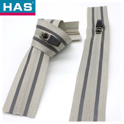 Waterproof Zippers With Reflective Stripe On 2 Side For Outdoor Jacket Garment