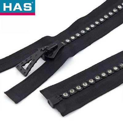 #5 Open-end Rhinestones Zipper Colorful and Sustainable for Diamond/rhinestone