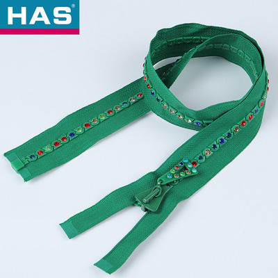 Rhinestone Zipper With Plastic Teeth And Diamond Zipper Use For Fashion Garments