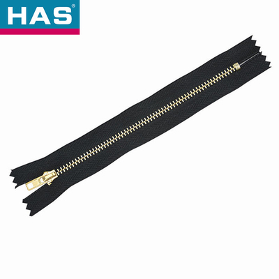#5 Metallic Closed End Zips Smooth  Brass Zipper White For Garment