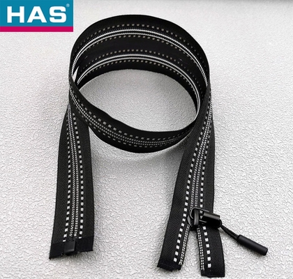 Nylon Reflex Inlay Sports Casual Wear Silver Reflective Strip Zipper for Garment