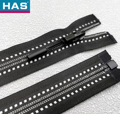Nylon Reflex Inlay Sports Casual Wear Silver Reflective Strip Zipper for Garment