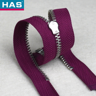 #5 Closed-End Purple Nylon Zipper With Silver Teeth For Garment Or Bags