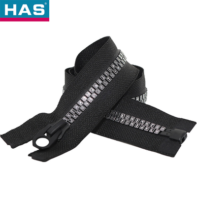 #5 Plastic Zipper with Open-end and Square Letter Teeth For Clothing