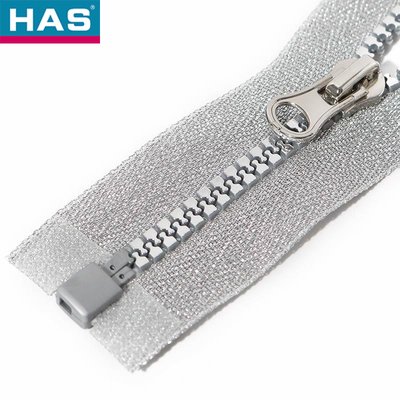 #3 Plastic Zipper with Open-end and Silver Tank Rubber Teeth For Home Textile