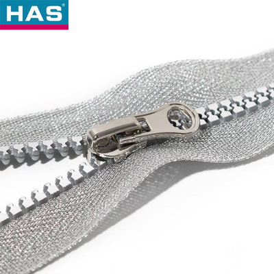 #3 Plastic Zipper with Open-end and Silver Tank Rubber Teeth For Home Textile