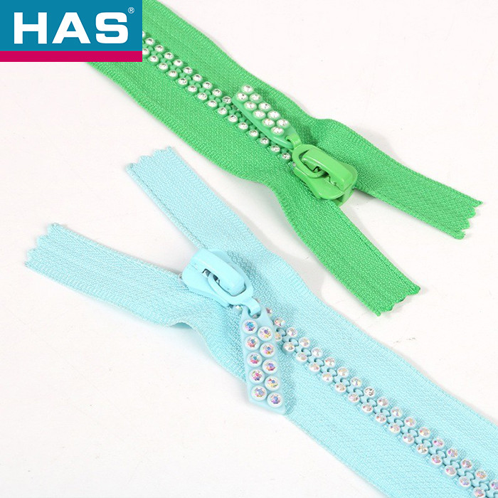 #10 Diamond Lightweight Open Ended Zips Green Decorative Zippers For Dresses