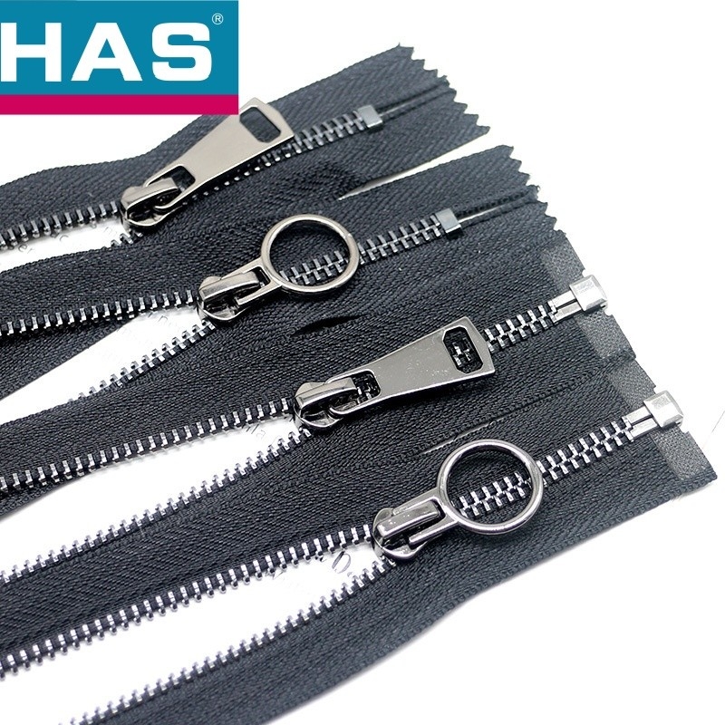Eco Friendly Metal Zippers Polished Black Metal Zip For Garment Jacket