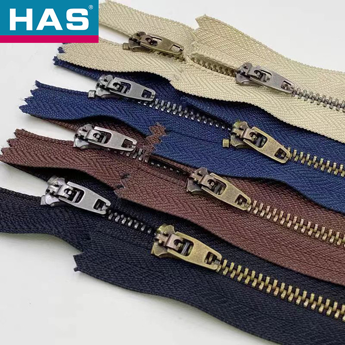 Silver Teeth Closed End Metal Zip Black / Dark Blue Zipper For Jeans