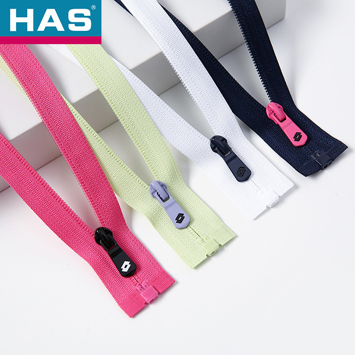 Colorful Nylon Zippers Customized White Open Ended Zip Auto Lock
