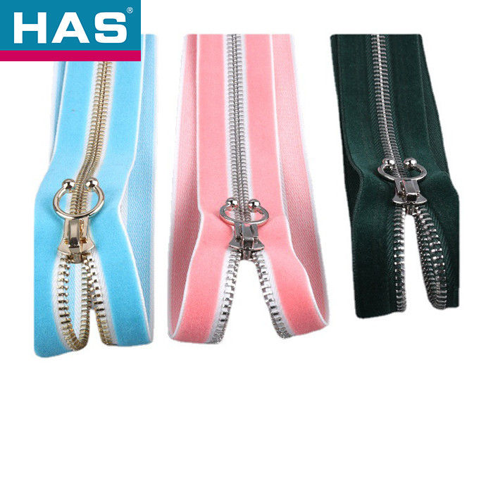#7 Metal Zipper Blue Pink Metal Dress Zippers For Garment Jacket