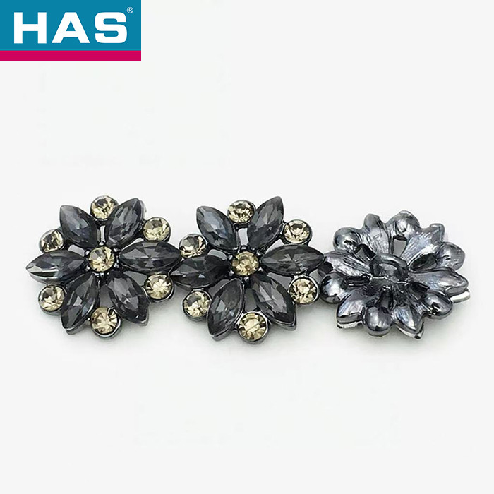 Nickel Free Black Rhinestone Buttons 21mm Buttons For Coat Windbreaker