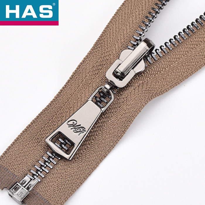 Customizable Fashion Metal Zippers Brown Open Ended Zip For Jacket