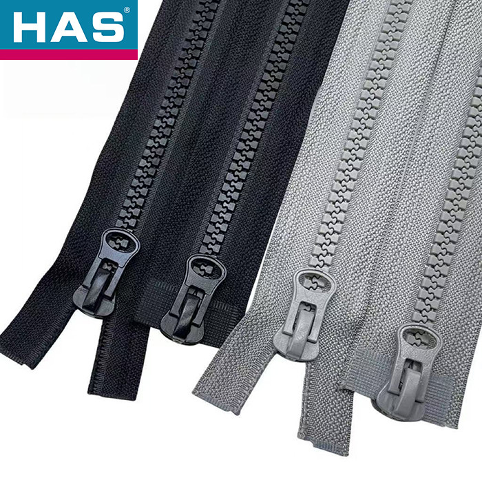 Lightweight Plastic Slider Zipper Black Grey Two Way Invisible Zipper