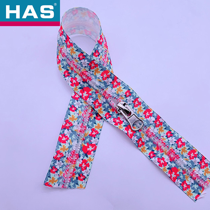 HAS #5 Fashionable Floral Patterned Zippers With Metal Sliders For Clothing