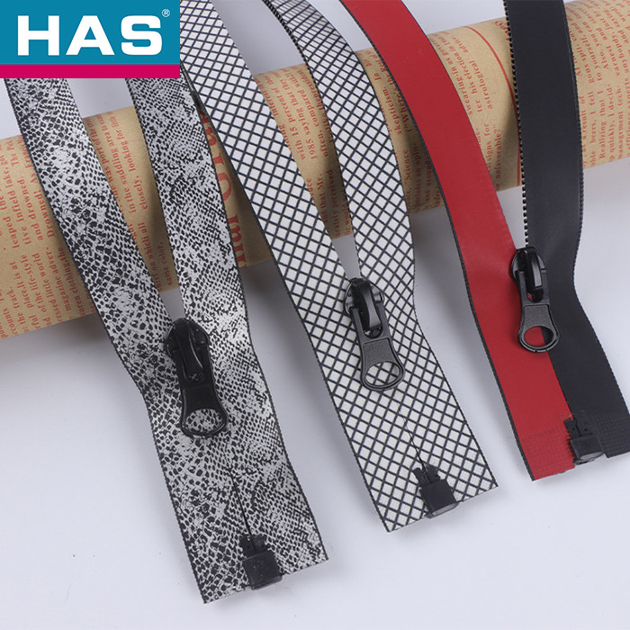 HAS #5 #7 Decorative Patterned Waterproof Nylon Zippers With Metal Sliders