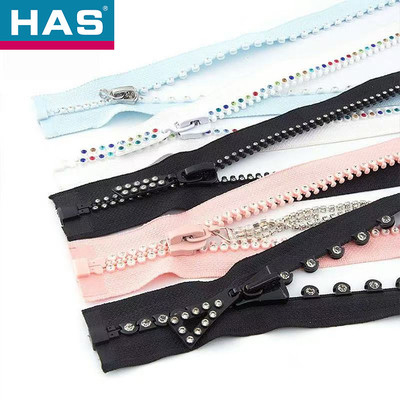 #5 Open-end Rhinestones Zipper Colorful and Sustainable for Diamond/rhinestone