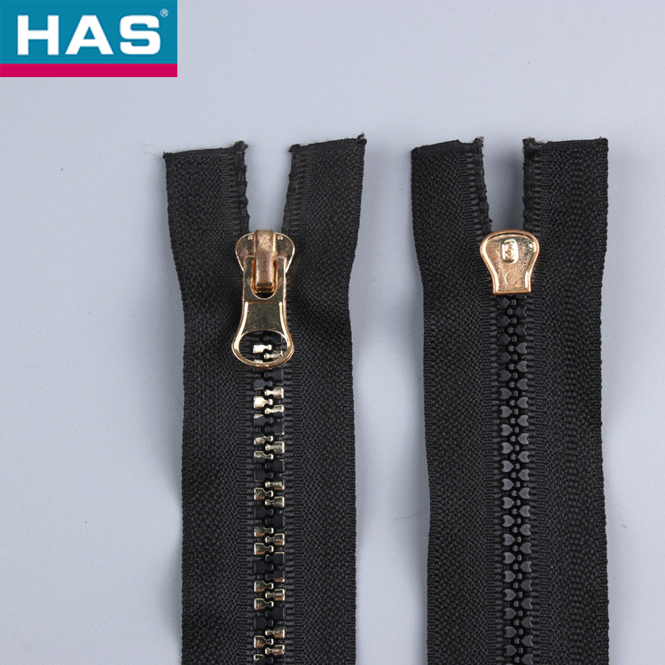 #5 Vislon Zipper with Open-end and Gold-plated dental teeth for Luggage or Home textile