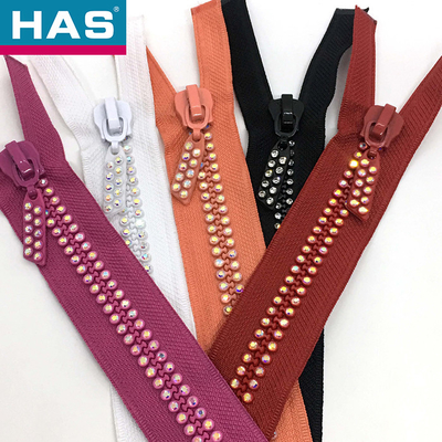 Custom Colorful Diamond/rhinestone Open-end Plastic Zippers & Accessories