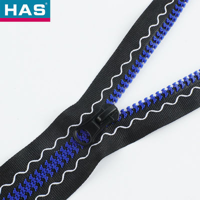 Fermeture à glissière en résine autobloquante avec motif ondulé et dents en caoutchouc spéciales pour une utilisation facile sur les vêtements ou les sacs, disponible en plusieurs couleurs